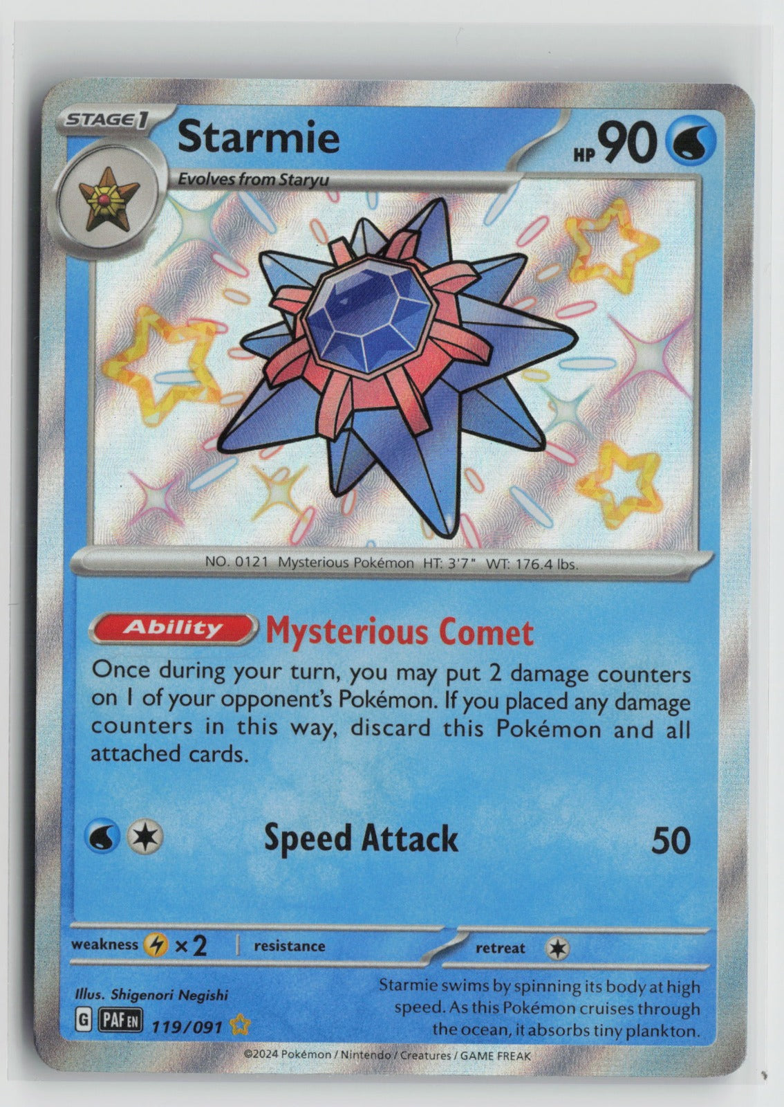 Starmie Shiny Rare Holo PAF 119/091 NM