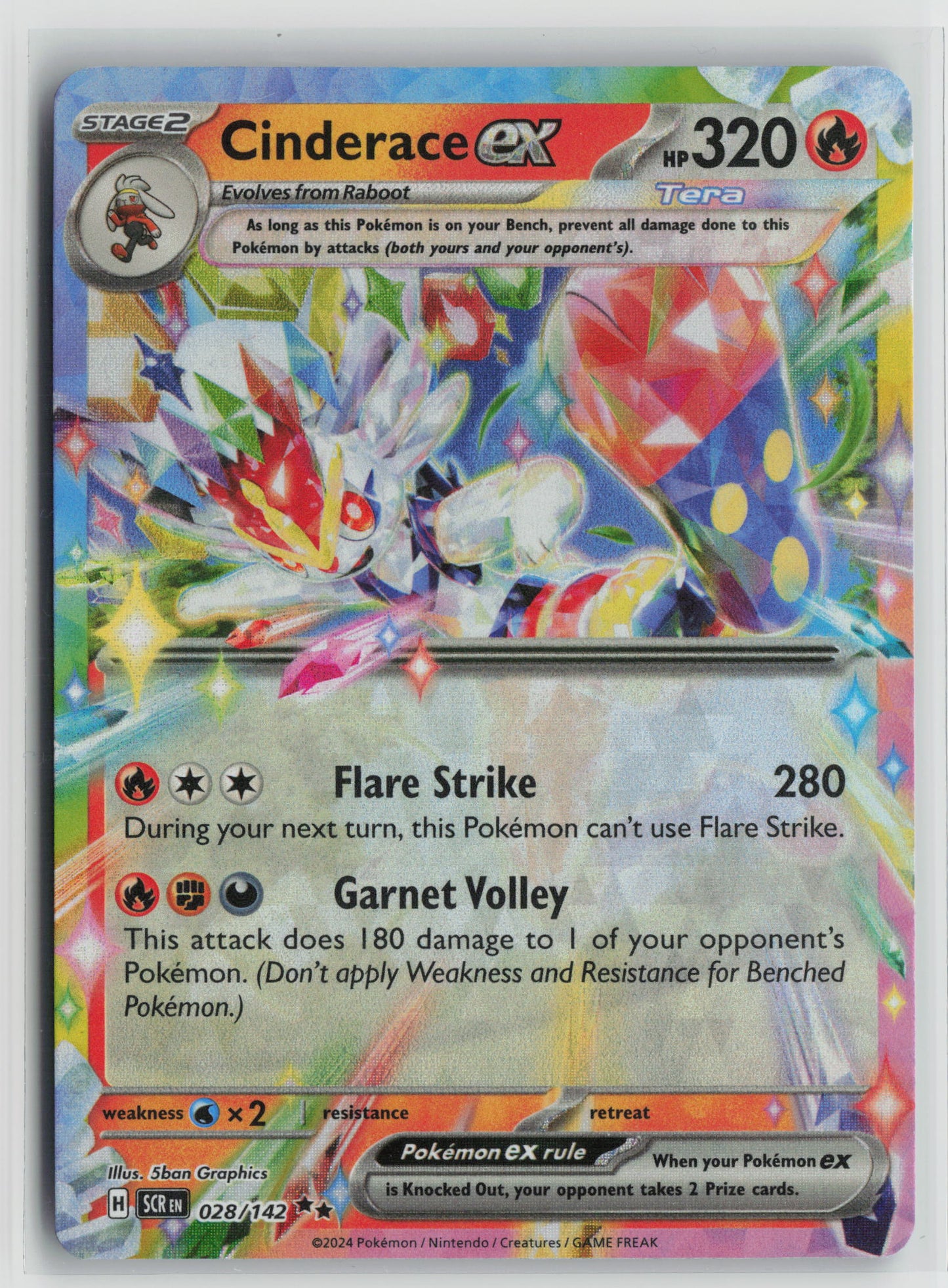 Cinderace ex - Double Rare SV07: Stellar Crown 028/142 NM