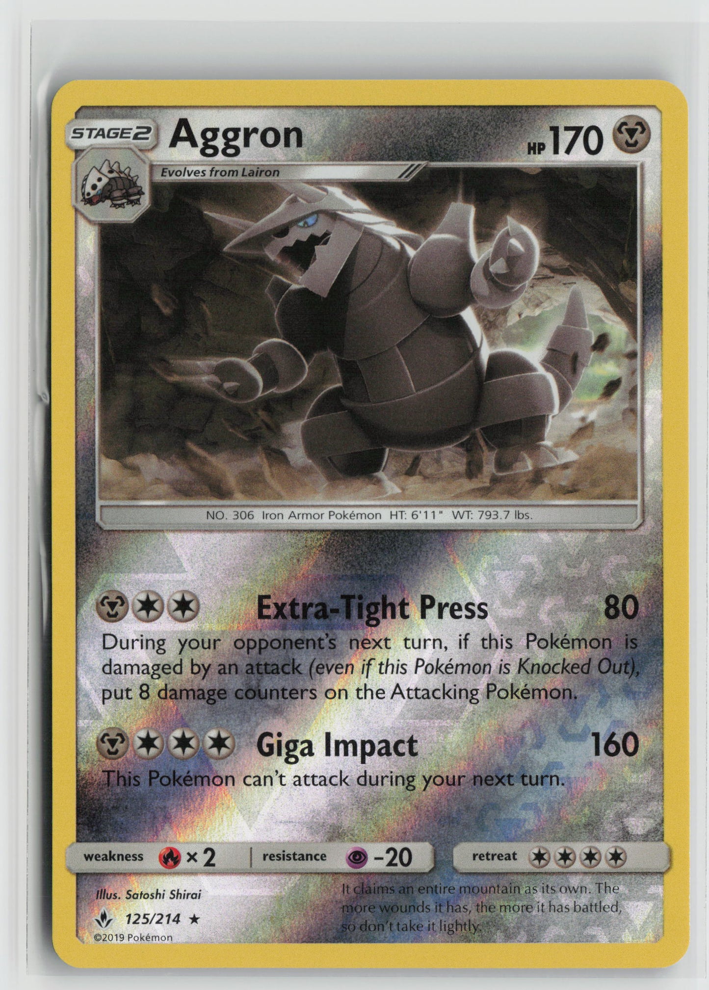 Aggron Rare Reverse Holo SM10 125/214 NM