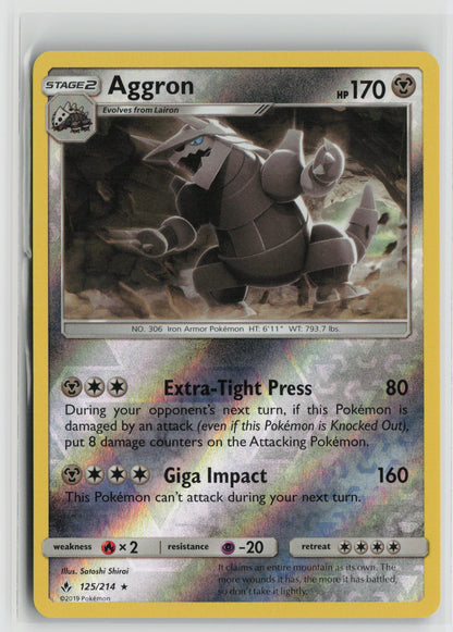 Aggron Rare Reverse Holo SM10 125/214 NM