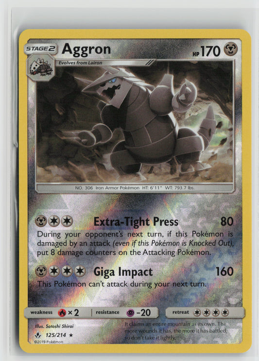 Aggron Rare Reverse Holo SM10 125/214 NM