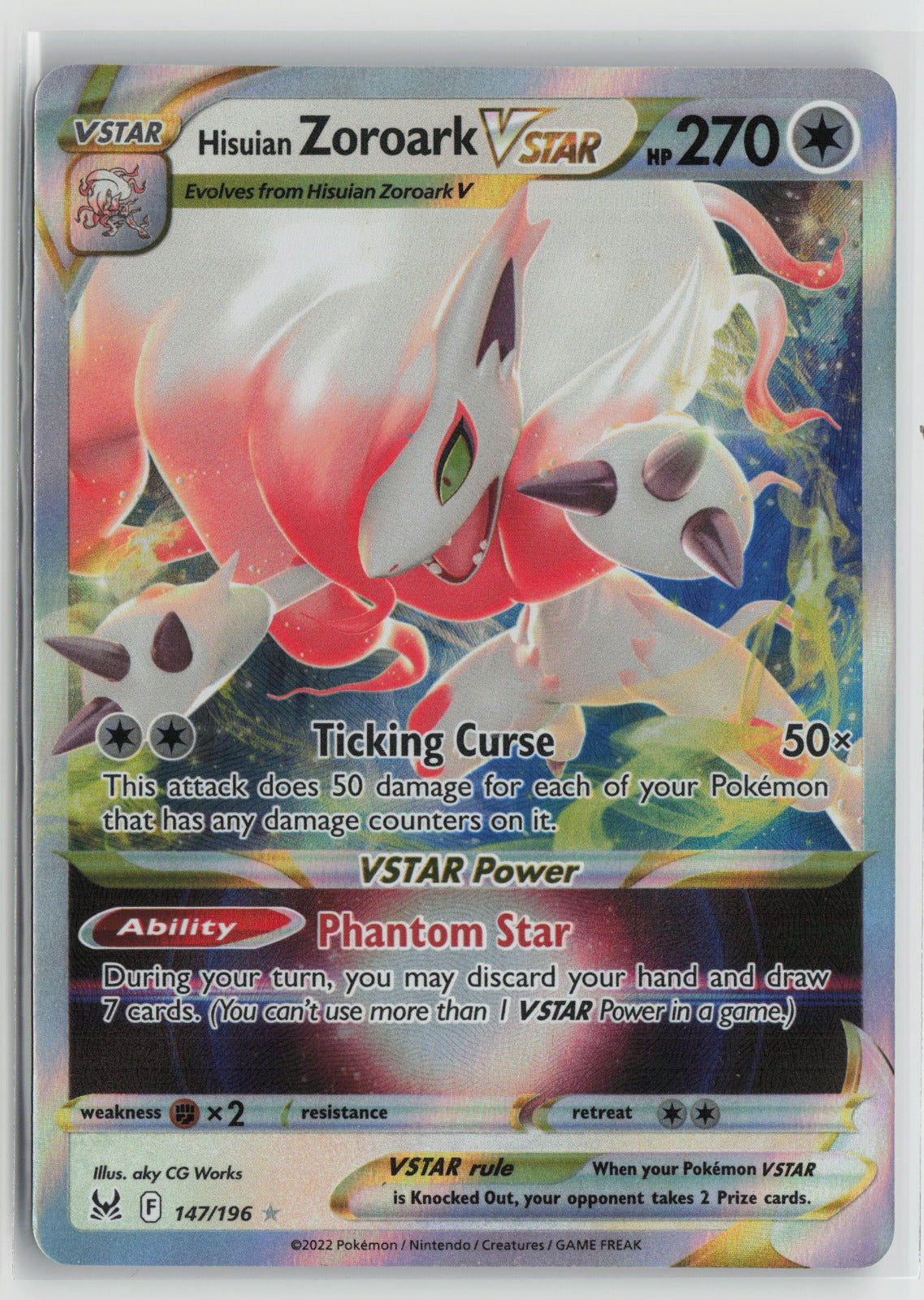 Hisuian Zoroark VSTAR Ultra Rare Holo SWSH11 147/196 NM- A