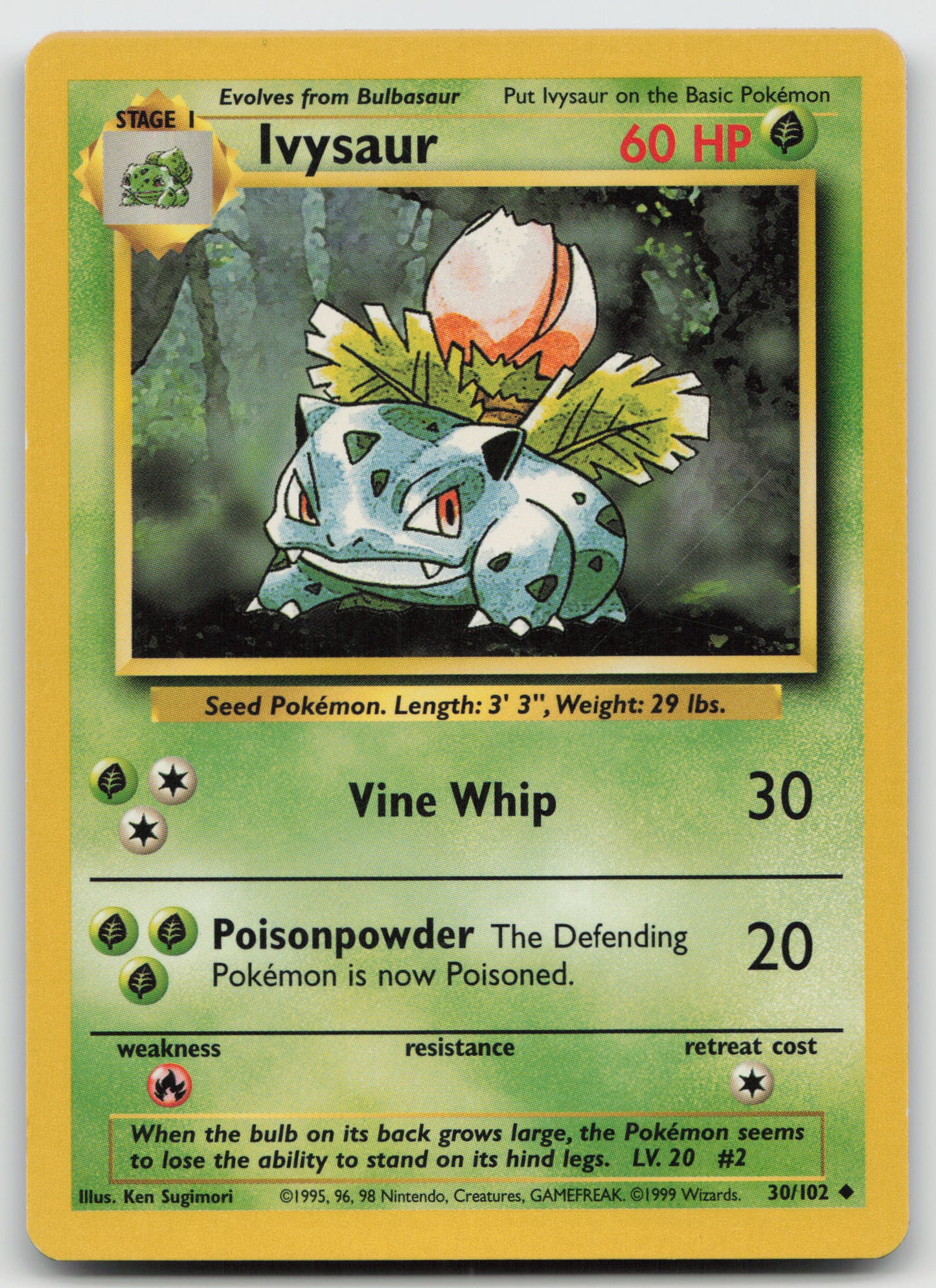Ivysaur Uncommon Base Set 030/102 LP