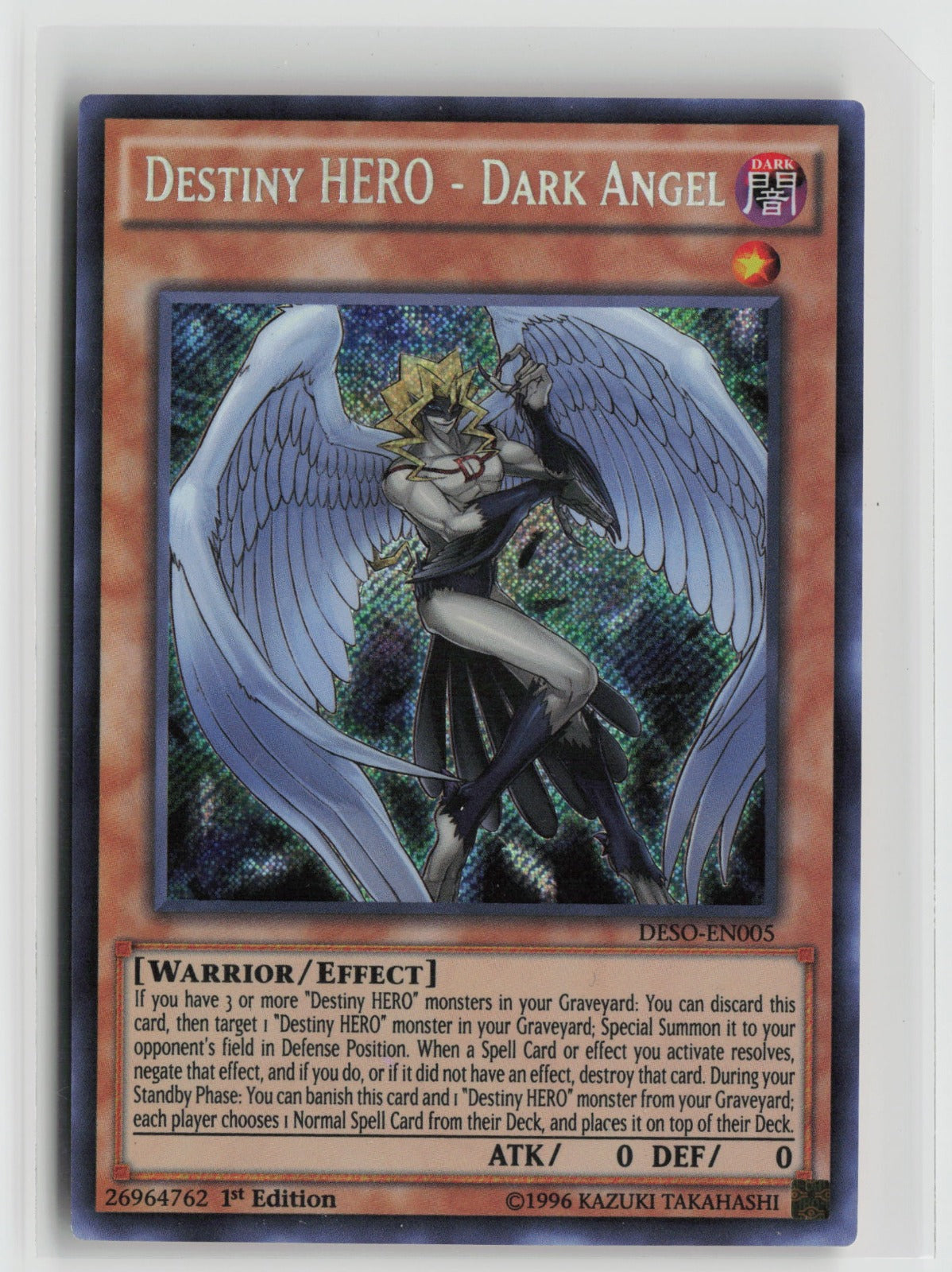 Destiny HERO - Dark Angel Secret Rare 1st Edition DESO DESO-EN005 NM