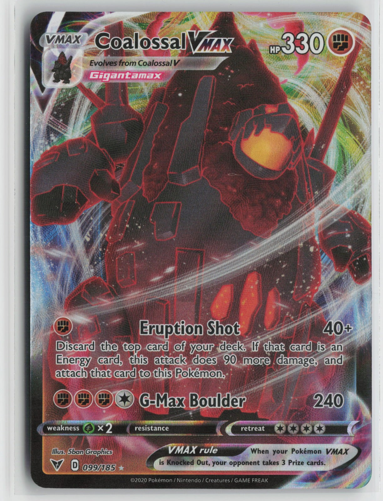 Coalossal VMAX Ultra Rare Holo SWSH04 099/185 NM