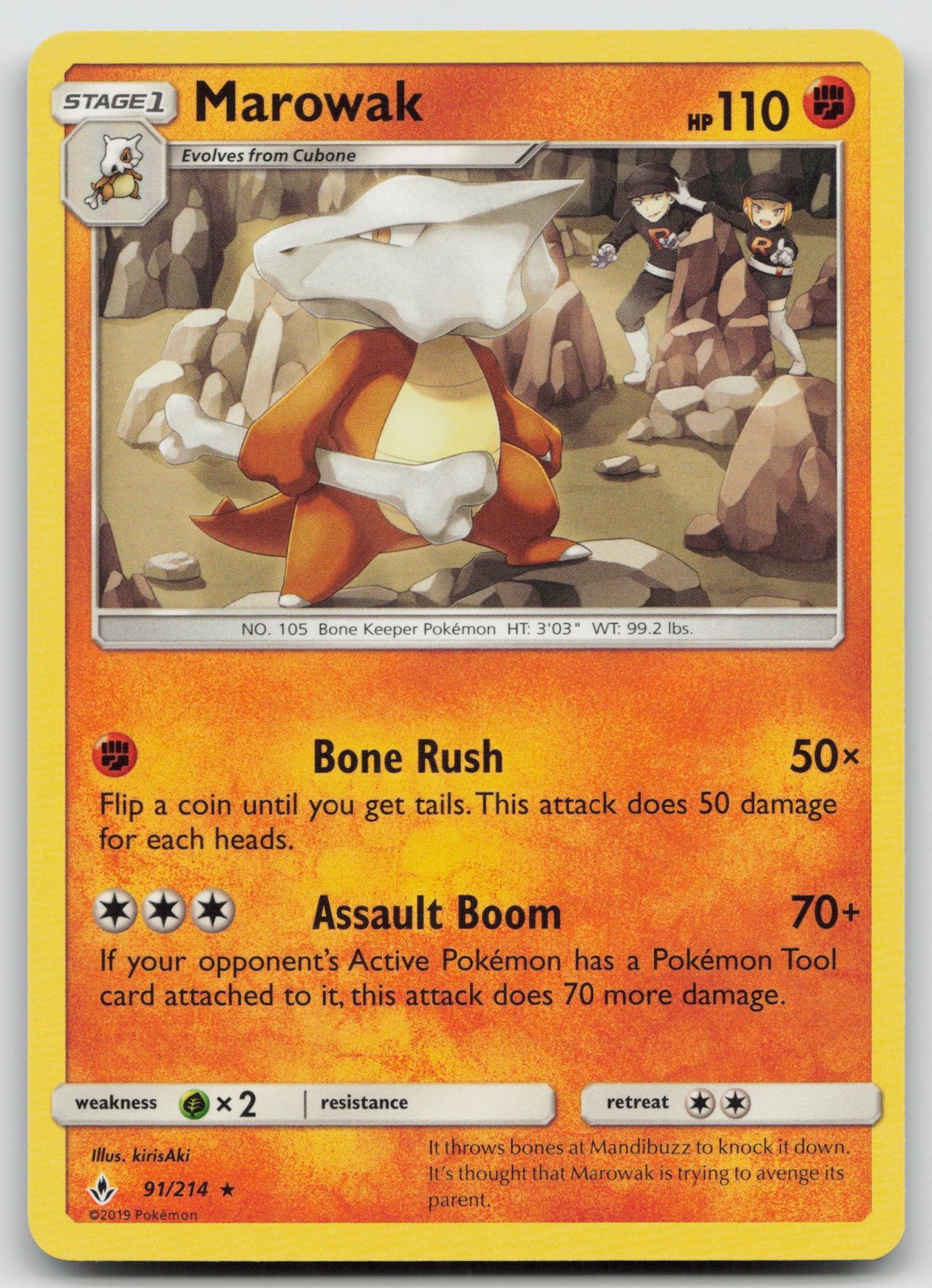 Marowak Rare Normal SM10 91/214 NM
