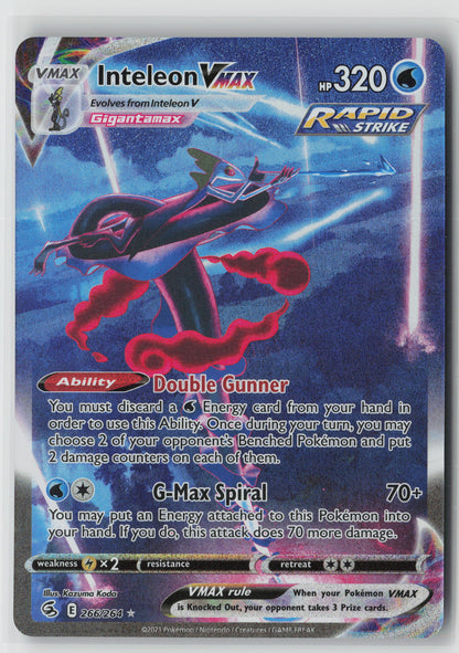 Inteleon VMAX (Alternate Art Secret) Secret Rare SWSH08: Fusion Strike 266/264 NM