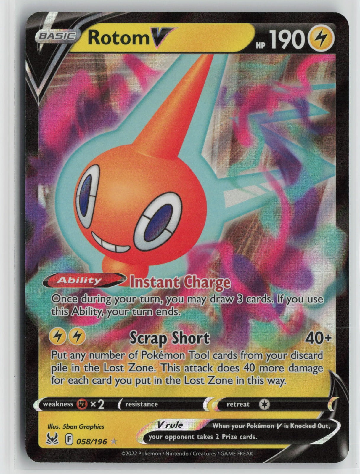 Rotom V Ultra Rare Holo SWSH11 058/196 NM