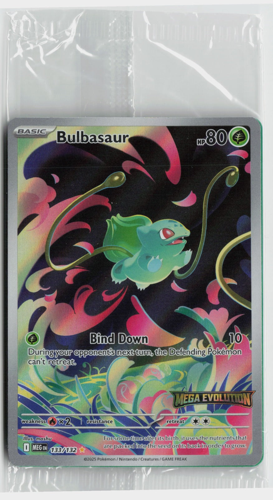 Bulbasaur - (Mega Evolution Stamped) Illustration Rare Holo MCAP 133/132 NM - SEALED