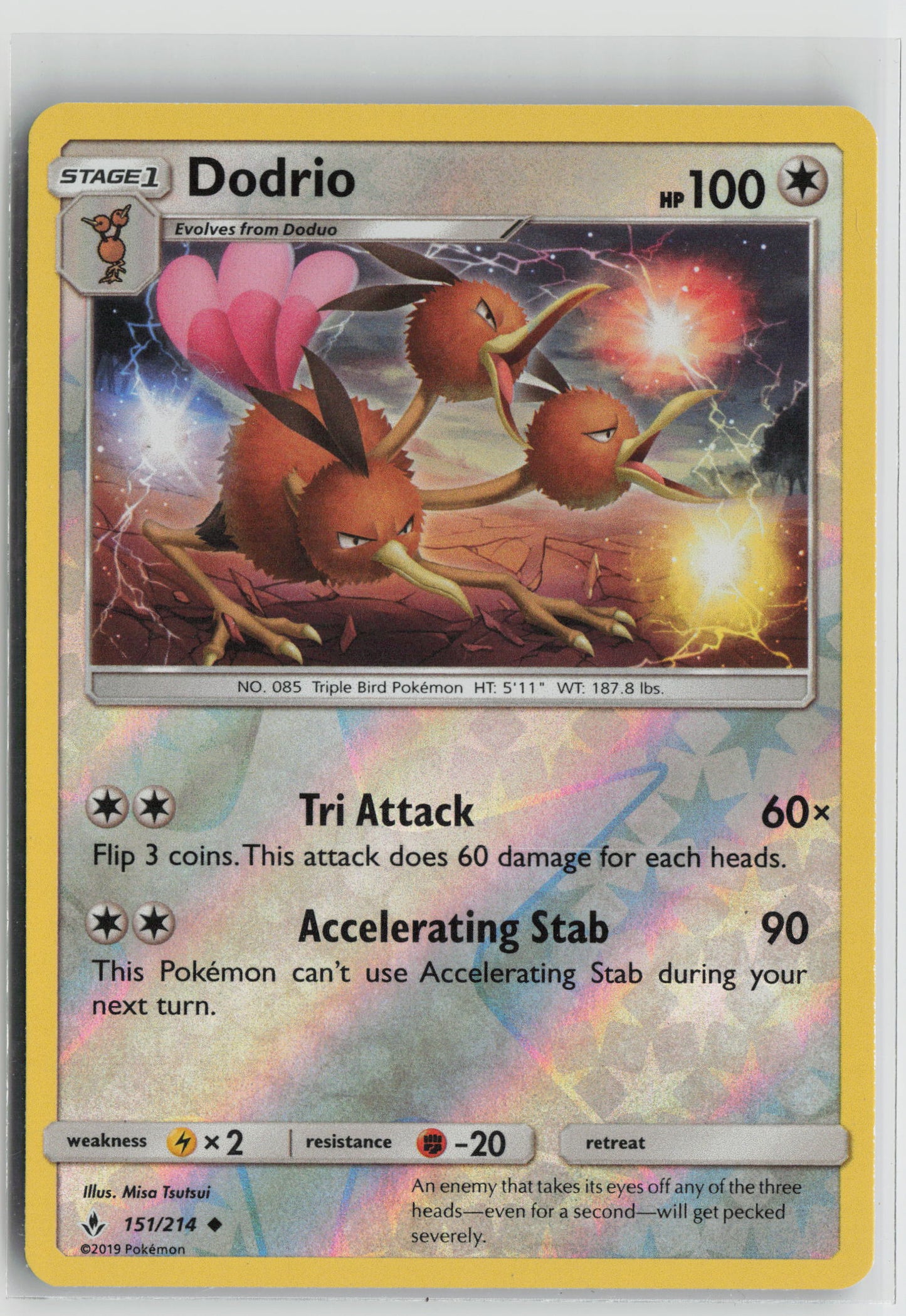 Dodrio Uncommon Reverse Holo SM10 151/214 NM