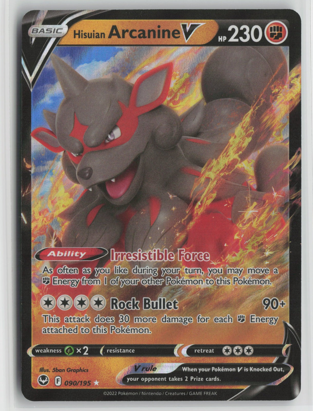 Hisuian Arcanine V Ultra Rare Holo SWSH12 090/195 NM