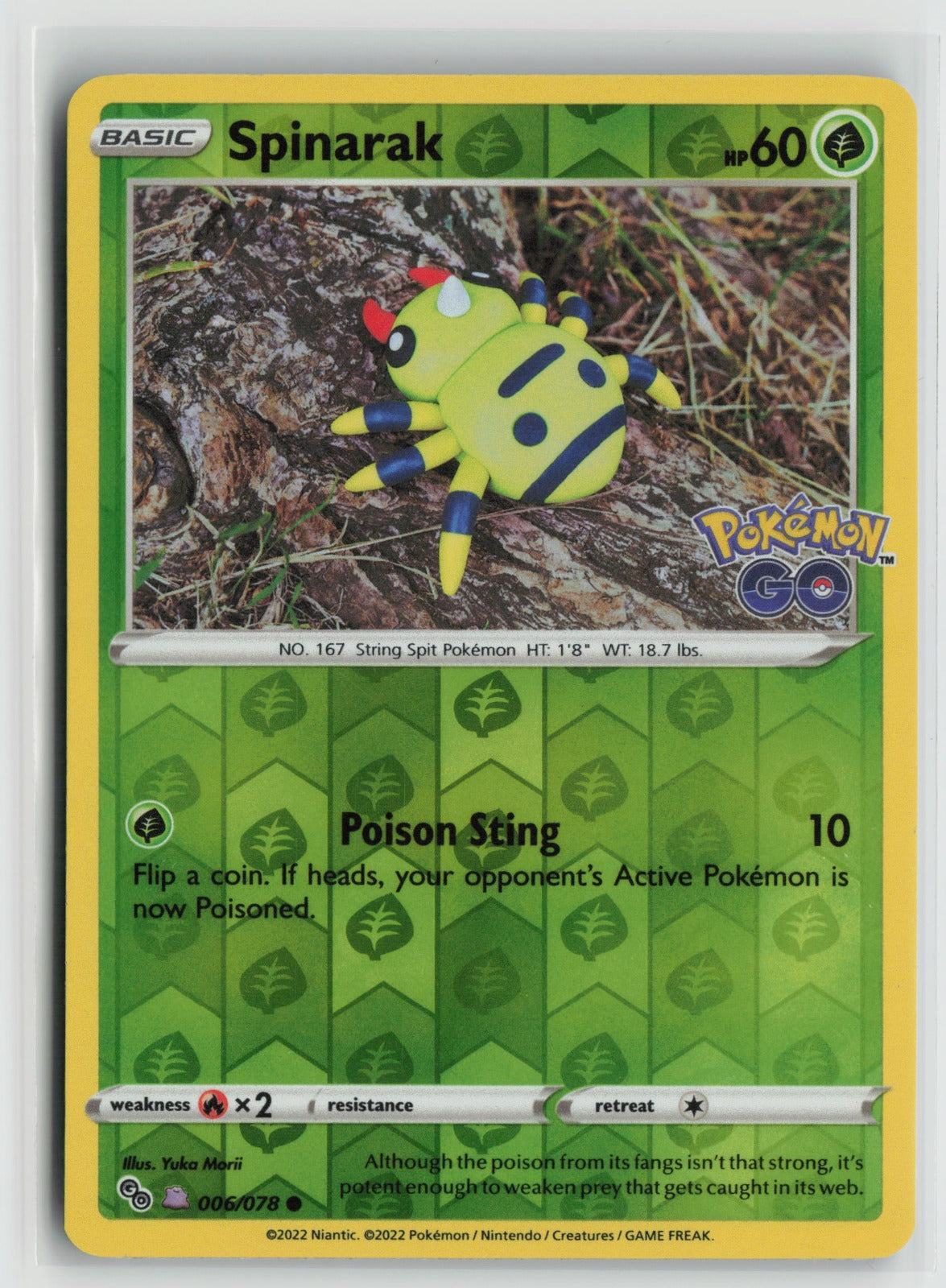 Spinarak (Peelable Ditto) Common Reverse Holo PGO 006/078 NM