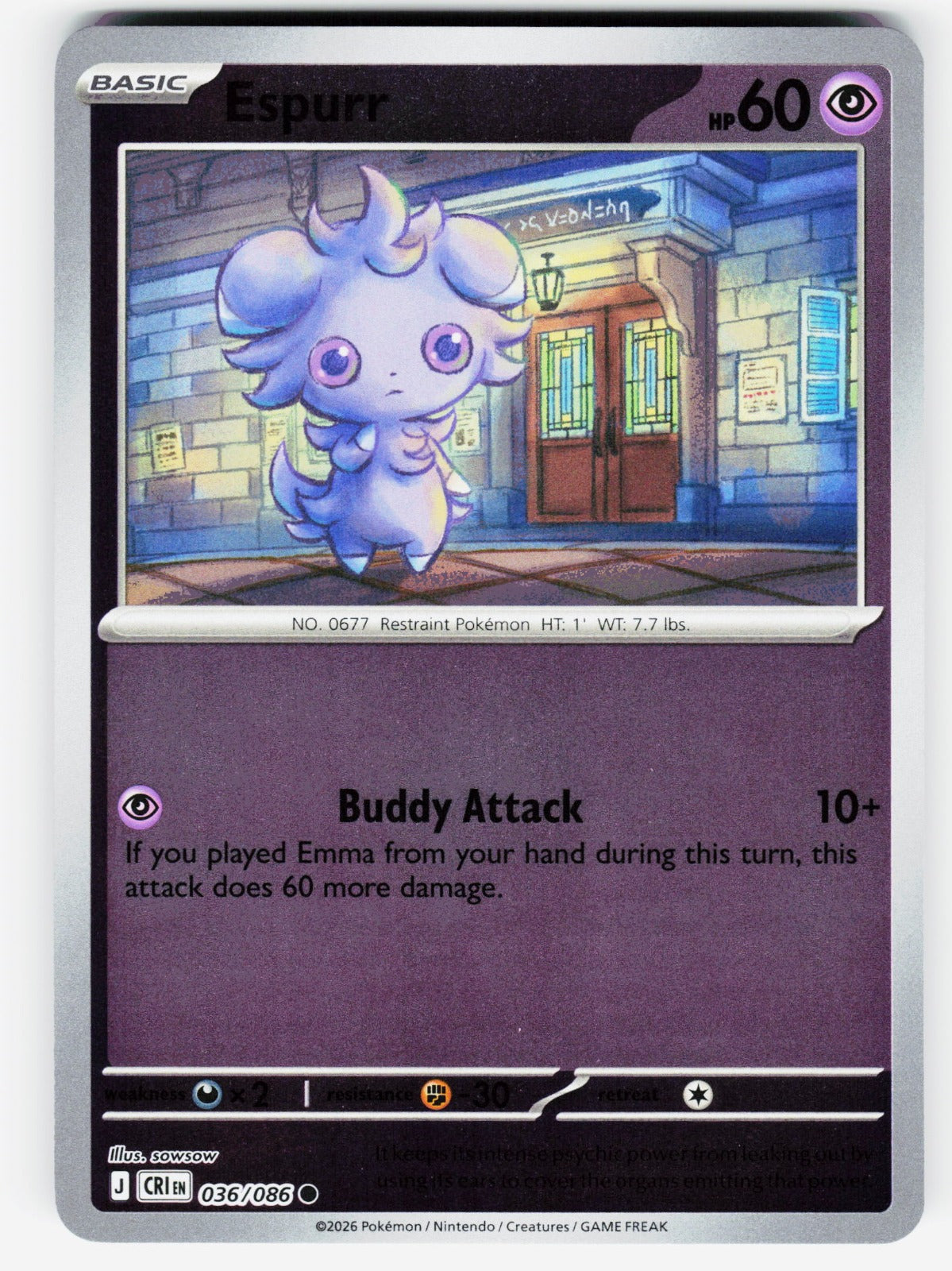 Espurr Common Reverse Holo CRI 036/086 NM