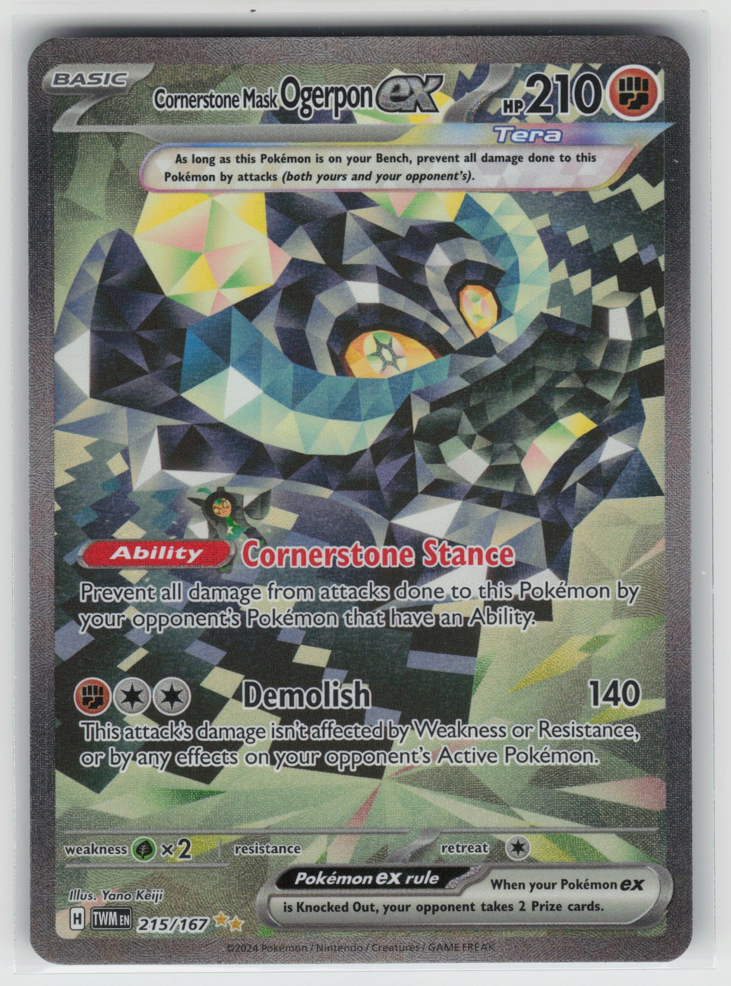 Cornerstone Mask Ogerpon ex Special Illustration Rare SV06: Twilight Masquerade 215/167 NM