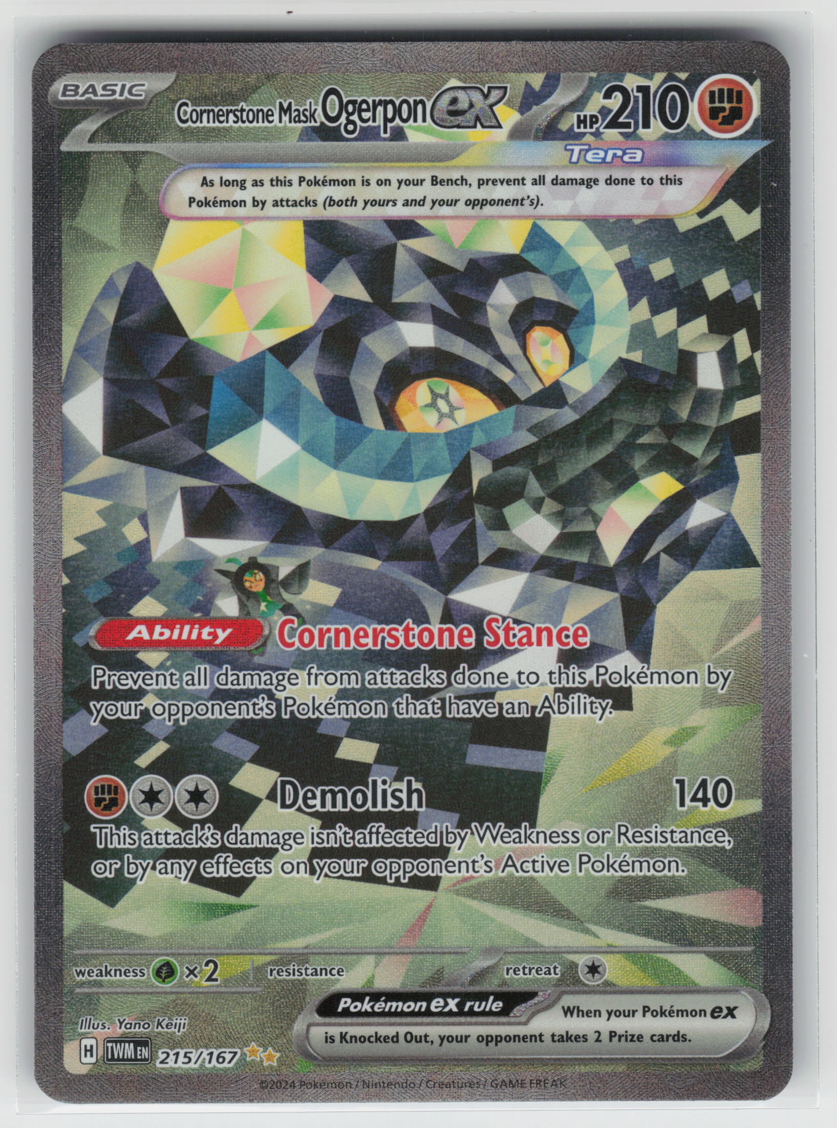 Cornerstone Mask Ogerpon ex Special Illustration Rare SV06: Twilight Masquerade 215/167 NM