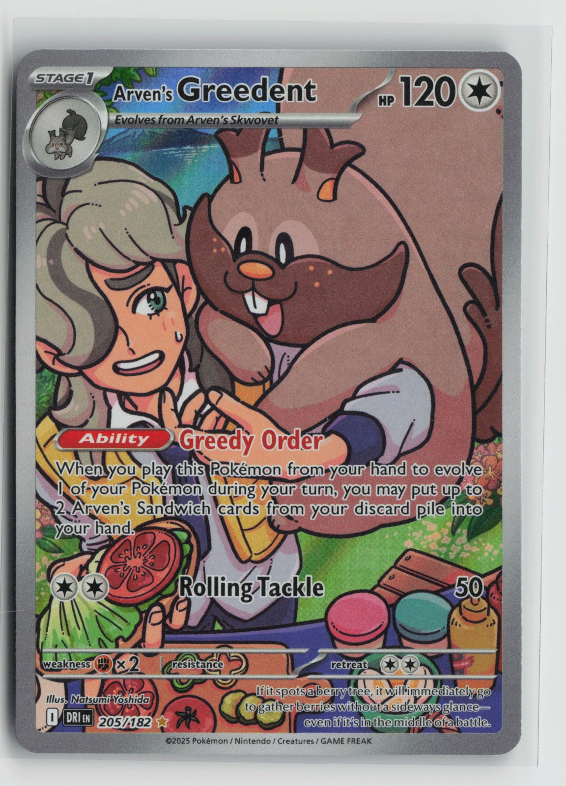 Arven's Greedent - Illustration Rare Holo DRI 205/182 NM