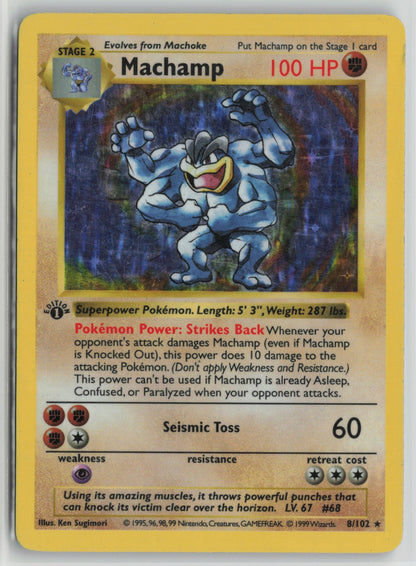 Machamp - 8/102 (Base Set Shadowless) Holo Rare 1st Edition Holo PR 008/102 HP