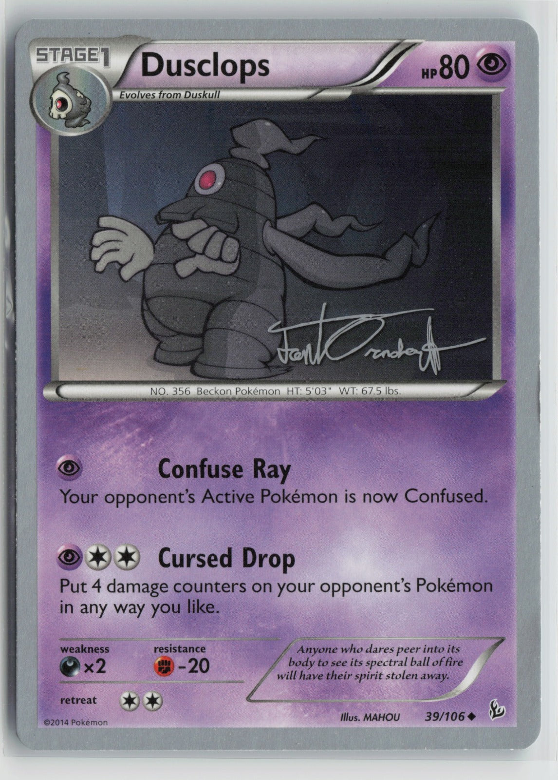Dusclops - 2014 (Trent Orndorff) Uncommon WCD 39/106 NM