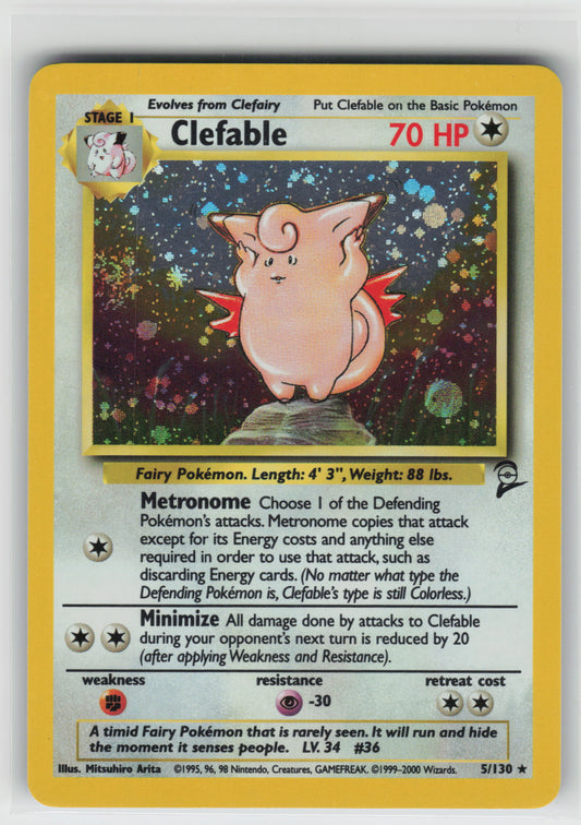 Clefable Holo Rare Base Set 2 005/130 LP