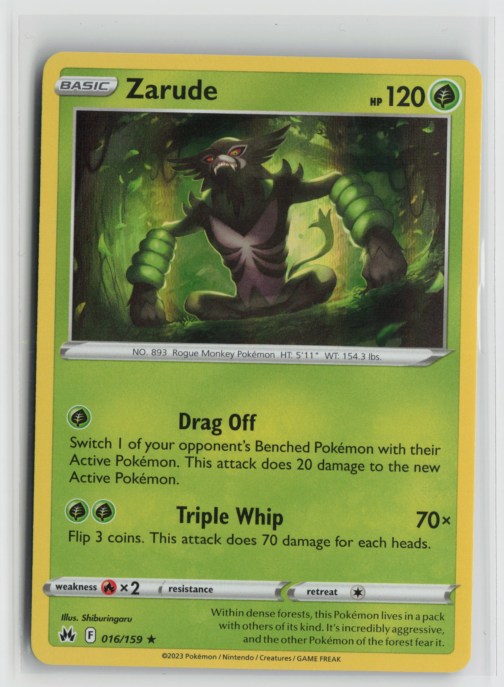 Zarude Holo Rare Crown Zenith 016/159 NM