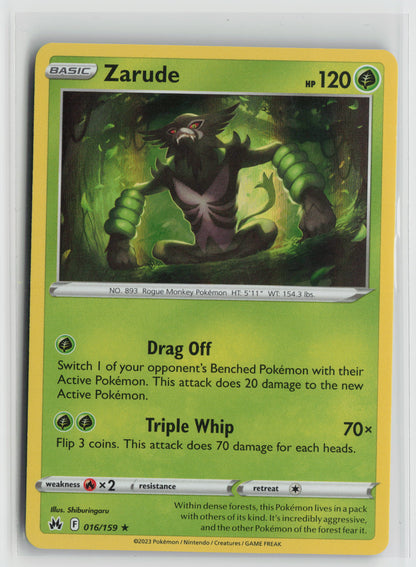 Zarude Holo Rare Crown Zenith 016/159 NM