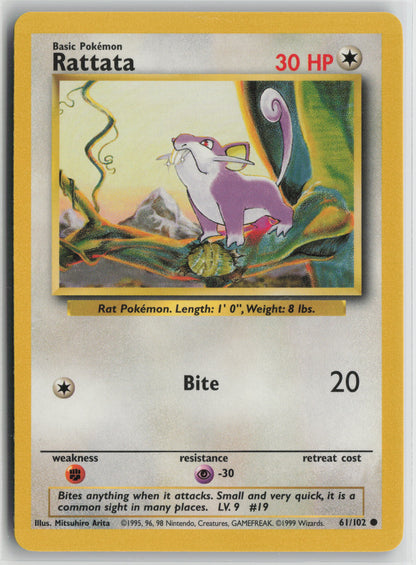 Rattata Common Base Set 061/102 NM