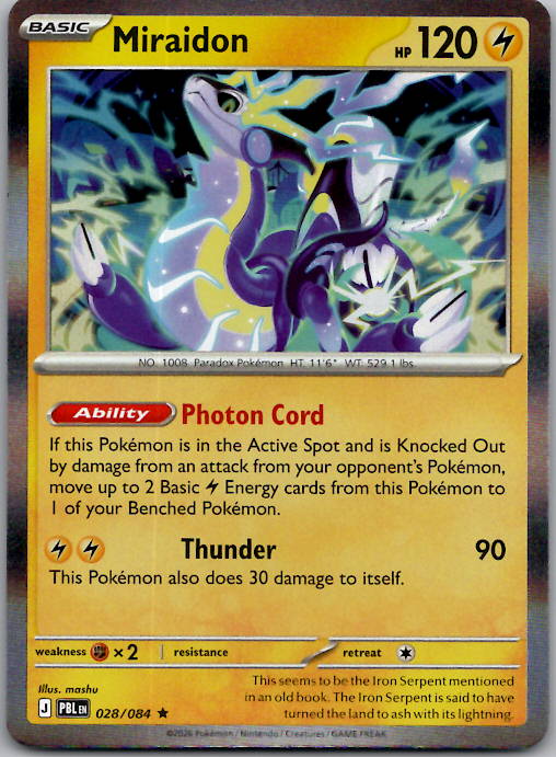 Miraidon Rare Reverse Holo PBL 028/084 NM
