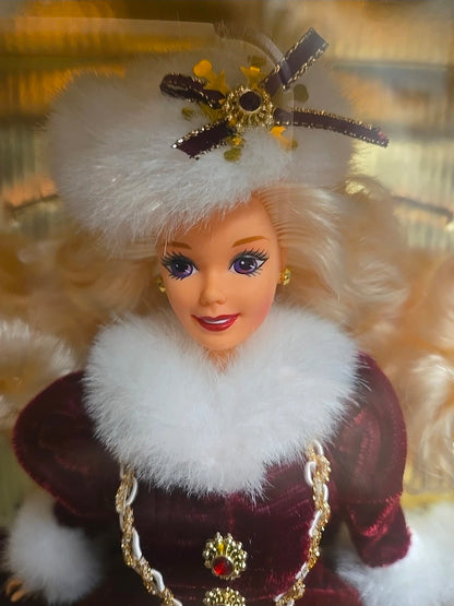 Barbie Happy Holidays Purple Eyes 15646 Special 1997 Velvet Dress Mattel NIB